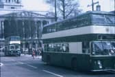 This photo shows buses near Old Market Square in 1969