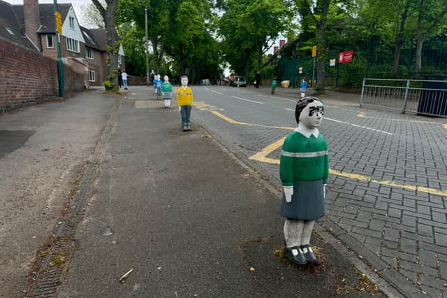 The bollards were installed outside Sneinton C of E Primary School as a traffic calming measure 
