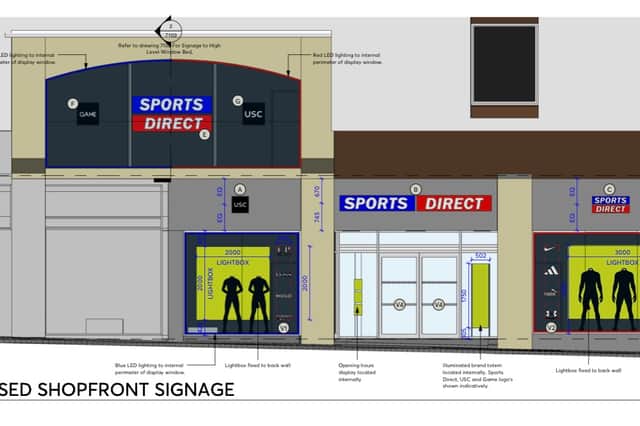 Plans for the proposed Sports Direct store in Lister Gate